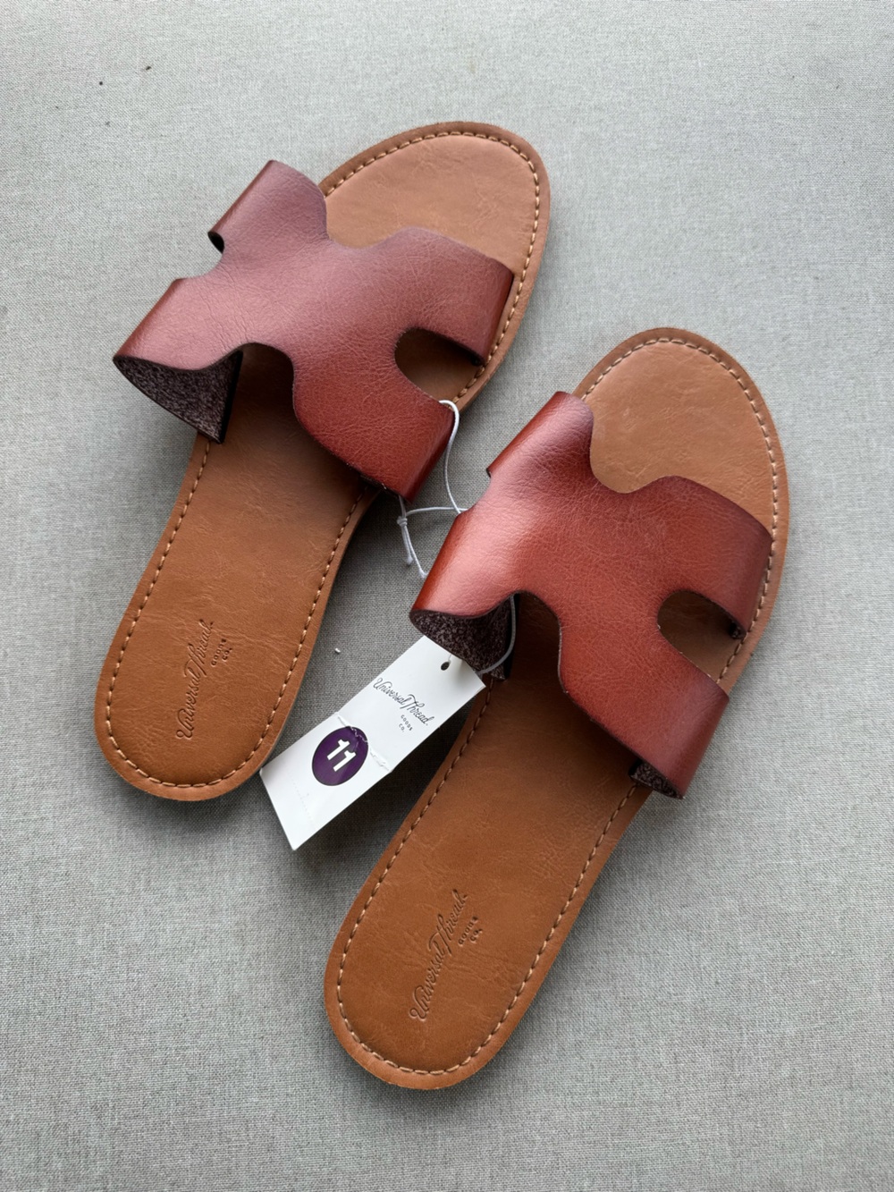 Universal Thread Women's Chestnut Brown Slide Sandals - Picture 2 of 5